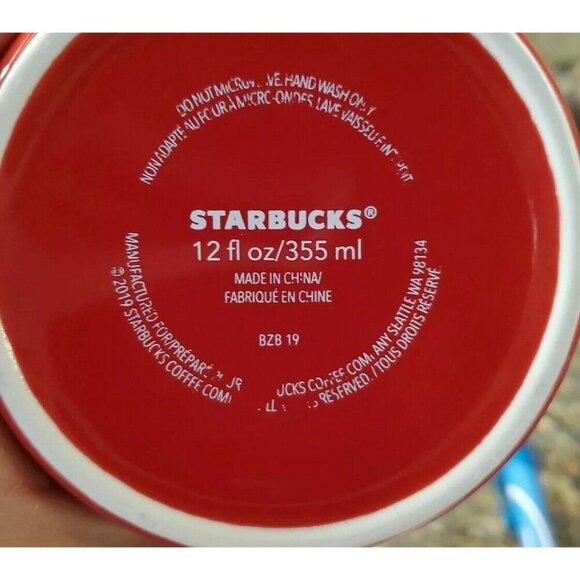 Starbucks Red Hand Warmer Ceramic Mug 12 oz 2019 - Picture 4 of 5